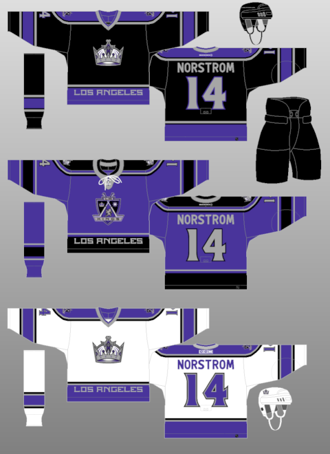 Los Angeles Kings Alternate Logo (2002/03-2010/11) - A black, purple, and  silver shield with crossed h…