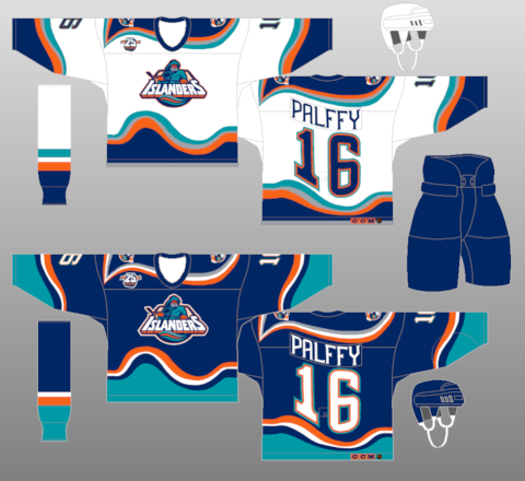 NHL New York Islanders 1996-97 uniform and jersey original art